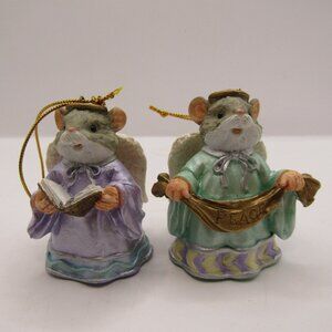 Two FML Mouse Angel Ornaments